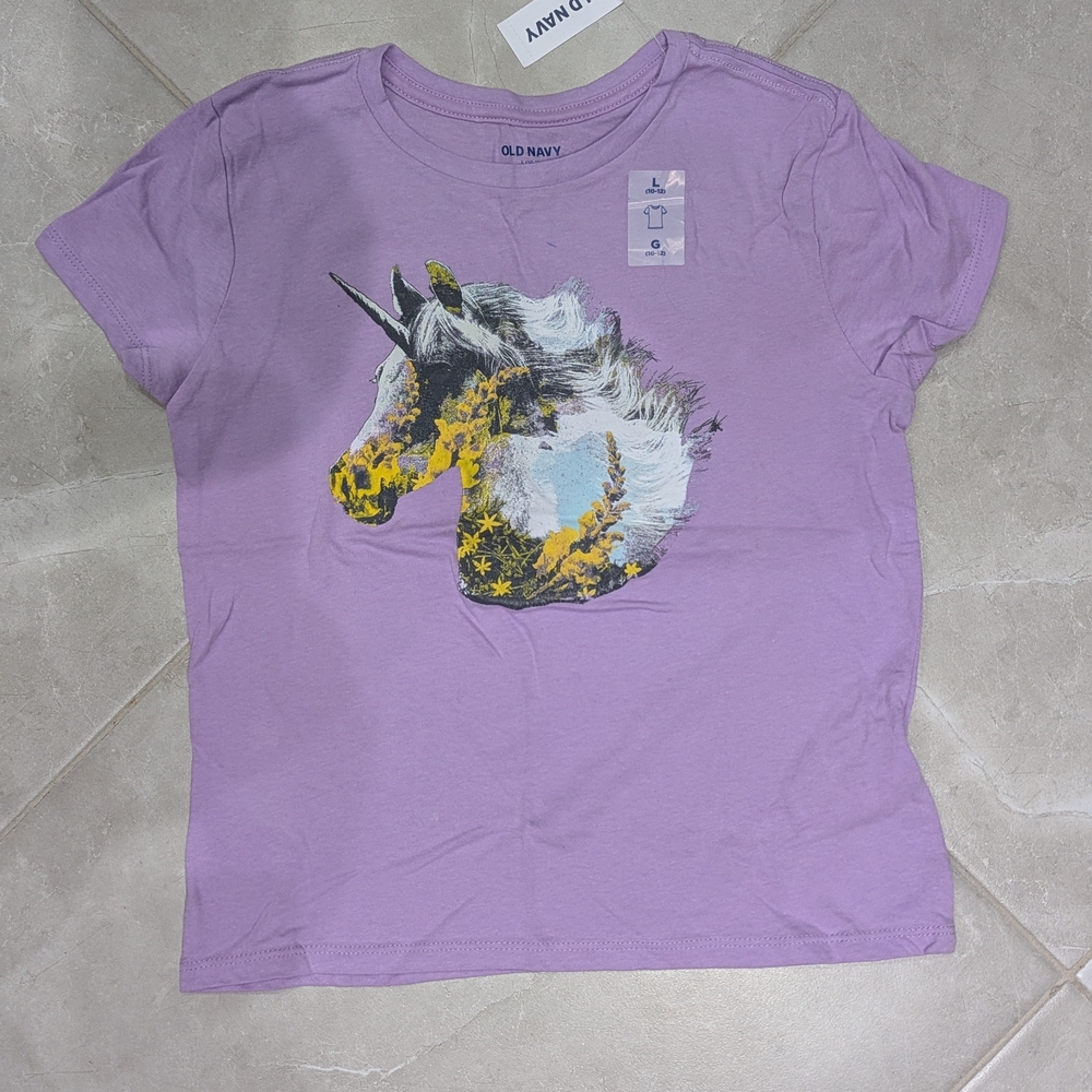 5/$35 NWT Old Navy Unicorn T-Shirt • Lavender • Size L (10–12)